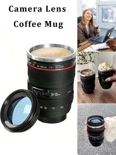 Camera Lens Coffee Mug Interesting And Creative Birthday Gift Portable Gift Cup Creative Camera Lens Cup Camera Lens Shaped Mug Heat-Insulating Summer Insulated Cold Ice Coffee Mug With Lid Insulated Bottle For Outdoor Travel And Camping For Male/Female Students Or Couples Photographers Household Items Outdoor Hiking Black
