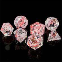 7 Stücke Poker Würfel Set, Harz Würfel Set geeignet für Rollenspiele, Würfel Set mit Spielkarten, kreative Würfel