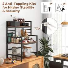 3-Tier Microwave Stand W/ Storage Shelves Heavy-Duty Metal Frame Rack Organizer - Default - View 9