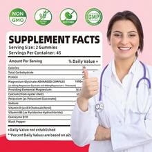 Magnesium Glycinate Gummies 1000mg - Sugar Free Magnesium Potassium Supplement With Vitamin D, B6, CoQ10 For Calm Mood &Amp; Sleep Support - 180 Mango Pineapple - Flavor NameF - View 4