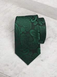 Luxury Men's Skinny Ties Polyester Silk Solid Polka Dot Striped Check Skinny Jacquard Groomsman Tie - 酪梨綠 - 查看 1