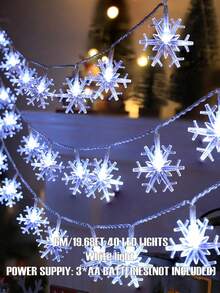 10M6M/3M/1.5M Christmas Snowflake Lamp Winter Decorative Snowflake Decorative Light String, Warm Color Lamp, White Lamp, Colored Lamp, Happy New Year, Camping Decoration, Star Fairy Nightlight Lamp, Lantern, Dry Battery Power Supply (Excluding) - Snowflake Lantern - View 9