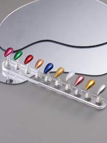 Nail Art Practice Tray,4 Styles Acrylic Aurora Magnetic Nail Holder False Nail Tip Nail Art Practice Whit 5/10 Stands + 1 Base Holder Premium Showing Shelf Nail Art Display Salon DIY Manicure,Suitable For Beginners And Professionals - Multicolor - View 8