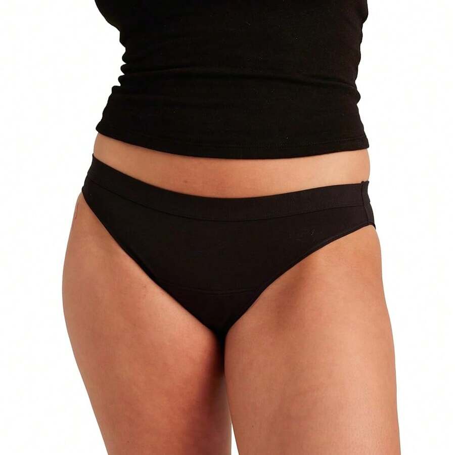 Saalt Reusable Period Underwear - Comfortable, Thin, And Keeps You Dry From All Leaks (Cotton, Bikini) - Núi lửa đen - Xem 1