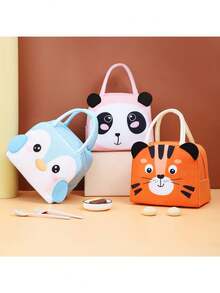 1 件儿童便携式手提包，可爱手提包，卡通大容量午餐袋，3D 图案保温袋，送礼的理想选择 - 彩色 - 查看 2