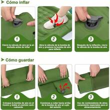 Colchones Inflables, 12cm Colchn de Aire para Acampar Colchoneta Porttil y Plegable Colchn Inflable Ultraliviano con Botones Adapto Multijugador y Individual para Camping Exterior Senderismo - Verde - Ver 6