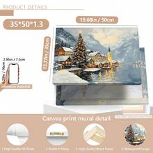 1pc Hallstatt Village Christmas Scene Canvas Print - Winter Scenery Wall Art, Waterproof, Suitable For Home Decor, Room Decor, Bedroom Decor, Living Room Decoration, Bathroom Decor, Wall Decor, Christmas Decorations For Home, Optional Wall Art With Frame