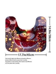 1 pièce/4 pièces Ensemble de décorations de Noël bonhomme de neige comprenant un rideau de douche imperméable avec 12 crochets, une housse de siège de toilette, un tapis de bain antidérapant et un tapis de sol en polyester lavable. Convient pour la décoration de la salle de bain, de la chambre, de la maison et du salon.