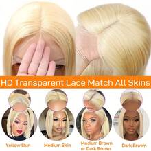 Straight Short Bob 613 Honey Blonde HD Lace Frontal Wig 13x4 Straight Transparent Lace Frontal Wig Bob 613 Colored Human Hair Wigs - S613 - 查看 4