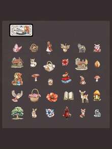 60 张/包童话风景迷你贴纸、创意美学贴纸贴花、DIY 装饰拼贴工艺材料、节日礼物、个性化剪贴簿学校用品 - 彩色 - 查看 18