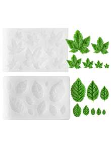 6 件 40 腔蜡烛模具套装，秋叶硅胶模具，用于树脂铸造，DIY 工艺珠宝制作，聚合物粘土，糊状，易脱模，非常适合生日、婚礼、圣诞节和感恩节的家居装饰，蜡烛制作模具 - 白色 - 查看 4