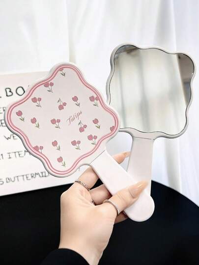 1 件简约手持镜，长 16 厘米 x 宽 9 厘米，高品质便捷化妆镜，适合女孩