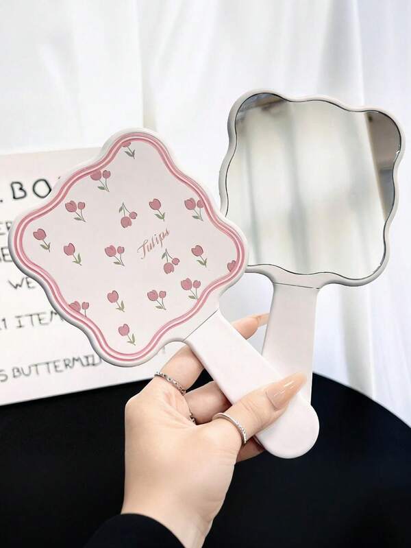 1 件简约手持镜，长 16 厘米 x 宽 9 厘米，高品质便捷化妆镜，适合女孩