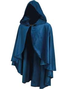 Fairy Hooded Cloak Renaissance Costume, Medieval Wizard Witch Cape, Enchanted Forest Cosplay Cape - màu đen - Xem 5