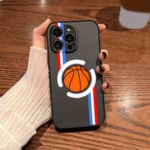 Funda de Teléfono con Diseño de Voleibol y Baloncesto para Apple 8 X XS XR SE 11 12 13 14 15 16 Pro Plus 2020 2022, Funda Transparente Mate de TPU de Cobertura Completa, Funda Protectora Negra Suave - Colores mixtos - Ver 3