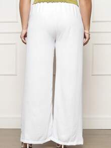 Duna Women's Plus Size Wide Leg Pants Kit 3 - Xanh lá cây, Trắng và Hồng - Xem 7