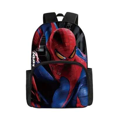 漫威蜘蛛侠双拉链背包，带可调节肩带，学生背包