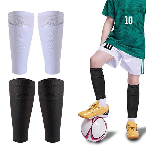 1Pair Soccer Shin Guard Sock, Leg Performance Support Football Compression Calf Sleeves With Pocket Can Holding Shin Pads, Comfort Breathable Youth Soccer Shin Guard Holders For Beginner Or Elite Athlete