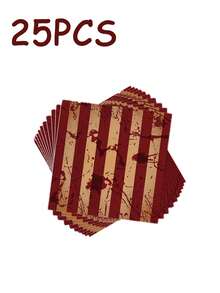 50pcs 13"X13" Disposable Party Napkins, Spooky Striped Blood Stain Pattern, Suitable For Dark, Gothic, Halloween Themed Parties And Daily Use - Multicolor - View 7