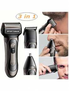 Men's Aluminum Foil Electric Shaver, Wireless USB Rechargeable Reciprocating Electric Shaver, Electric Ear & Nose Hair Trimmer, Precision Beard Edger, Electric Rechargeable Shaver, Rechargeable Hair Clipper, Men's Grooming Kit, Men's Razor, Ideal Shaver Gift Set
