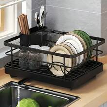 1pc Kitchen Organizer Tray With Drainage Holes, Compatible With Dish Rack, Multifunctional Drainer And Strainer, Anti-Clogging Solution, Easy To Clean, Countertop Bowl And Dish Drying Rack - Multicolor - View 2
