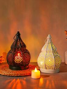 1 szt. europejski, pusty metalowy świecznik w kształcie tykwy, dekoracyjny świecznik z żelaza w stylu marokańskim, metalowe rękodzieło, świąteczny świecznik, odpowiedni do kościoła, domu, baru, restauracji i na prezent