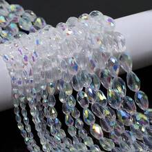 1 pieza Cuentas espaciadoras hechas a mano de cristal de vidrio AB con forma de gota de agua ovalada, de colores chapados, transparentes y brillantes, ideales para hacer joyas como pendientes, pulseras y collares, así como para decorar árboles de Navidad, decoración navideña, decoración de bodas, decoración de ventanas y accesorios de bolsos y ropa. - Forma de lágrima ovalada - Ver 4