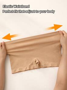 女士无痕平角内裤，低腰弹力三角裤，性感内衣，米色短裤，舒适透气内裤，提臀运动三角裤，适合夏季搭配连衣裙 - 米色 - 查看 3