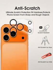 2PCS Camera Lens Protector Compatible With Iphone 17 17Pro 17Pro Max 16 15 14 13 12 11 16Pro Promax 3D Rear Lens Tempered Glass Film Compatible With Iphone 17 Air 17 Lens Cover Anti-Scratch, Tempered Glass, Easy To Install. - Clear - View 3