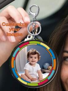 1 pieza Llavero de retrato de acrílico personalizado, adecuado para aniversario, vacaciones, boda, cumpleaños, conmemoración, todas las estaciones, Halloween, Navidad