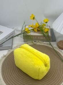 1pc Plush Cosmetic Bag Large Capacity Storage Bag Travel Portable Pencil Case Zipper Toiletry Bag Gift For Girls Women,Stationery - Multicolor - View 11