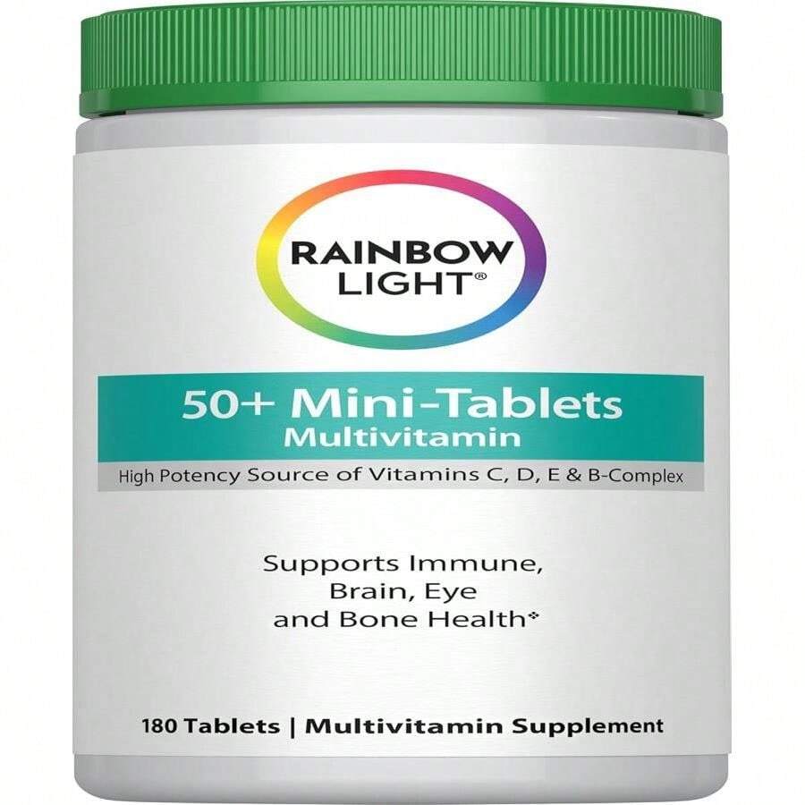 Rainbow Light - 50+ Mini-Tablet Food-Based Multivitamin - Age-Defense Formula Probiotic And Antioxidant Formula; Vitamins And Minerals Support Immune, Heart, Skin, Eye, Bone And Prostate - 180 Tablets - Flavor Name B - View 1