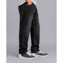 Dazzling Men's Original Plus Size Wide Leg Jeans - Black - Jeans - View 2