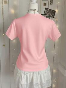 DEAR MOLLY 夏季海滩主题印花圆领短袖T恤，适合派对、聚会及各种场合，四季皆宜，是送给妈妈的理想礼物。 - 粉色 - 查看 4