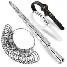 Ring Sizer Measuring Tool Kit, Ring Mandrel Measurer, 27 PCS Premium Steel Measuring Ring Tool, US Ring Size 0-13, 2 PCS Reusable Finger Size 1-17 USA Rings Size With Magnified Glass