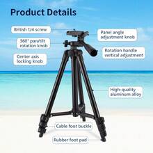 TOKQI Portable Aluminum Alloy Tripod, Suitable For Cameras And Smartphones, With Phone Holder - 360° Rotatable Ball Head, Extendable Legs, Compatible With DSLR, Mirrorless Cameras, Smartphones, For Vlogging, Live Streaming, Video Recording - Black - View 3