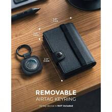 - Airtag Cartera para Hombre RFID Bloqueo Tarjetero para Caballero, regalos billeteras de hombres con llavero dia del padre porta minimalista Wallet negro - Negro + Minimalista - Ver 5