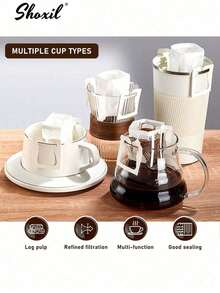 shoxil 50PCs/100PCs Disposable Coffee Filter Bags - Portable Hanging Ear Design For Single Serve Pour Over, Compatible With Most Cups | Ideal For Travel, Camping, Home & Office Use - Ear Filter Paper - View 8