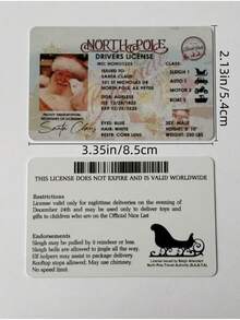 5 pièces Carte de vœux Père Noël, Permis de conduire perdu, Décoration de Noël, Permis de traîneau volant du Père Noël, Permis de conduire du traîneau du Père Noël, Carte de fête en plastique, Accessoires de décoration de Noël, Pas d'électricité requise Décorations de Noël Pyjamas de Noël Cadeaux de Noël Décoration de Noël