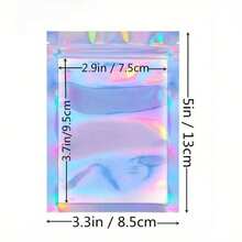 50/100个全息可重复密封包装袋,可爱彩色塑料防臭拉链铝箔袋,全息袋,食品储存袋,珠宝袋,适用于小型企业 - 全息 - 查看 5