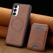 OUKNOEO 可拆卸磁吸无线充电仿皮手机壳，兼容 17 Air 16e 15 14 13 Pro Max S26 S25 Edge S24 Ultra Plus A37 A57 Pixel 10 9 8 7，带卡盒，3 个卡槽，防盗刷卡包