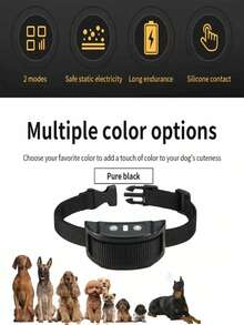 USB Rechargeable Automatic Anti-Bark Dog Collar, Waterproof Anti-Barking Training Collar, Control Collar, Smart Bark Stopper, Pet Supplies, Suitable For Small & Medium Dogs, All Breeds, Black