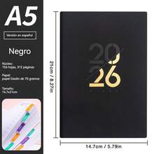2025-2026 New Year's Eve English A5 Starry Sky Planner, 204 Sheets / 408 Pages, Including Annual, Monthly, Weekly, And Daily Plans, With A Built-In Pen Holder, Bookmark, Inner Pocket, School Return Student Stationery, Business And Office Notebook - A5 - View 23
