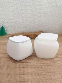 1 个带盖方形硅胶模具，DIY 水泥/石膏/蜡烛模具 - 白色 - 查看 5