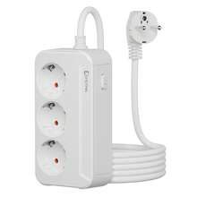 1pc Vertical Compact Schuko Power Strip, 3 German Standard Outlets, 2500W HighPower Extension Cord With One-Touch Switch, Space Saving Desktop Socket ForHome Office - EU E Type Plug(220-240V) - View 14