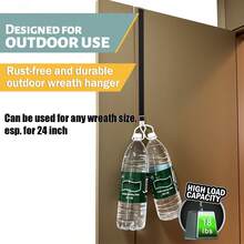 Supporto regolabile per ghirlanda da appendere alla porta d'ingresso - Decorazioni per Ognissanti, Ringraziamento e Natale, Gancio universale in metallo per diverse larghezze di porta, Argento brillante