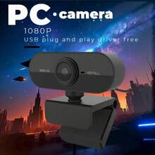 1080P HD Webcam With Built-In Microphone, Plug And Play, Privacy Cover, Stand, Suitable For Meetings, Game Streaming, Video Calls, Online Classes And Home Office, High-Definition Video, Easy Installation, Computer Camera, Laptop Camera - Black - View 1