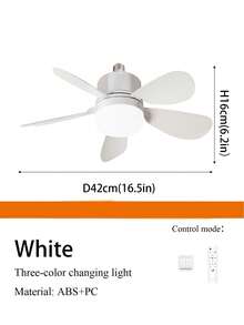 1PC White Modern Ceiling Fan With Light Kit, 5-Blade Design, Includes E27 Bulb, Remote & Wall Switch Support Brightness & Speed Adjustment, Suitable For Living Room, Bedroom, Office, Kitchen, Dining Room Lighting. - Multicolor - View 13