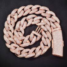 1pc 20mm Miami Lock Cuban Chain Necklace, Brass Full Cubic Zirconia, Hip-Hop Style Daily Wear Accessory For Men - Bạc - Xem 19