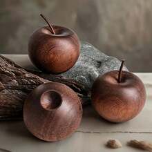 1pc Natural Wooden Apple Shaped Aroma Diffuser, Fragrance Oil Diffuser For Home/Indoor Use, Bedroom Decor, Car, Multi-Scenario, Soothing Scent, Elegant Decoration, Unique Gift
